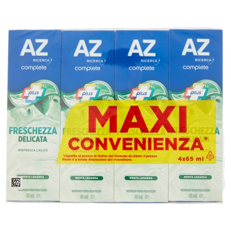 AZ Dentifricio Complete Plus Freschezza Delicata Menta Leggera 4x65 ml